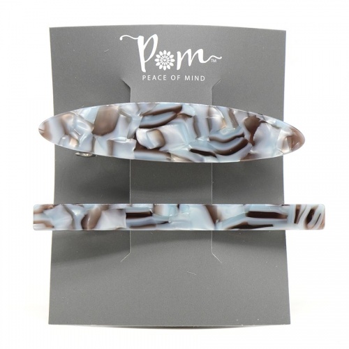 Pale Grey  Shell Effect Hair Clip Duo by Peace Of Mind